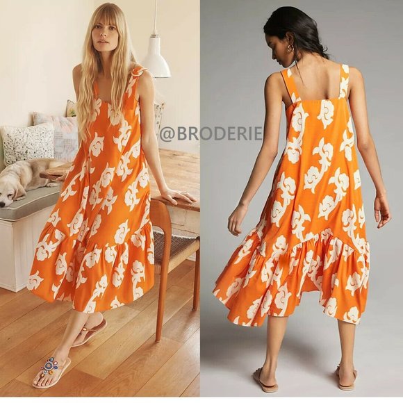 ANTHROPOLOGIE Phoebe Flounced Maxi Dress NEW